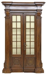 (3) ITALIAN RENAISSANCE STYLE WALNUT ARCHITECTURAL DOORS & SURROUND