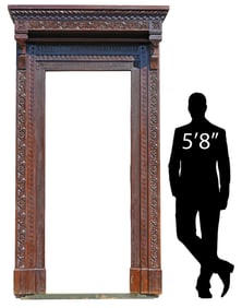 ITALIAN PROFUSELY CARVED WALNUT ARCHITECTURAL DOOR SURROUND