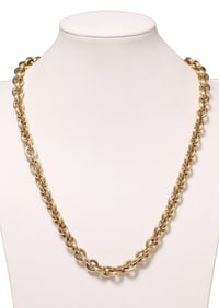 ITALIAN 14KT GOLD HOLLOW LINK CHAIN NECKLACE, 62.9 GRAMS