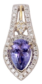 ESTATE 14KT GOLD 1.96CT TANZANITE & 0.40CTTW DIAMOND SLIDE PENDANT