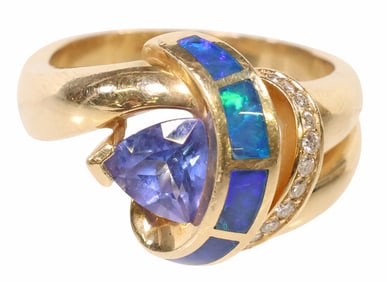 ESTATE 14KT GOLD 1.22CT TANZANITE & 0.26CTTW DIAMOND RING