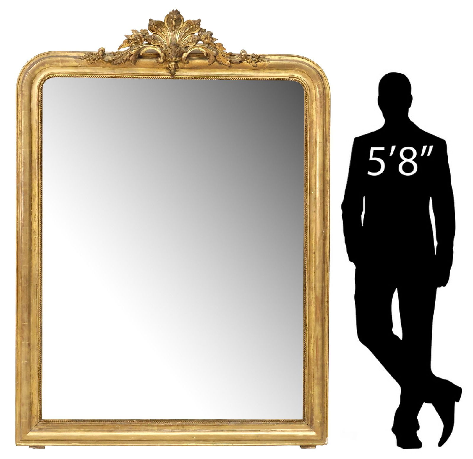 LARGE FRENCH LOUIS PHILIPPE PERIOD GILTWOOD MIRROR, 72" X 52" (1 of 5)