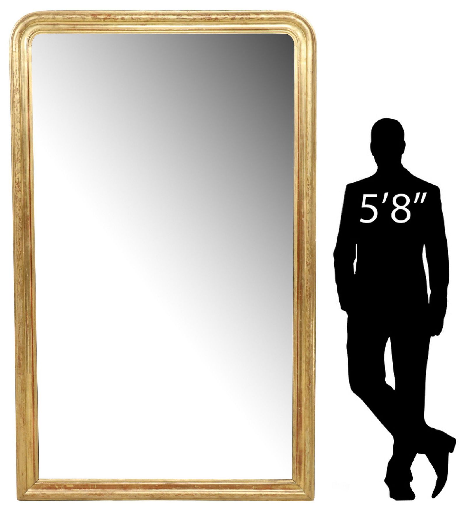 MONUMENTAL LOUIS PHILIPPE PERIOD GILTWOOD MIRROR, 94.5" X 54.25" (1 of 4)