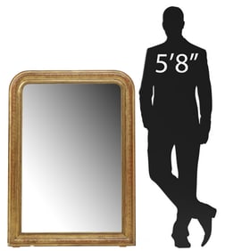 FRENCH LOUIS PHILIPPE PERIOD INCISED GILTWOOD MIRROR, 56" X 40"