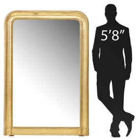 LARGE FRENCH LOUIS PHILIPPE FLUTED GILTWOOD MIRROR, 63" X 43.5"