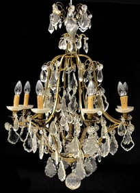 FRENCH GILT-METAL & CRYSTAL 8-LIGHT CHANDELIER