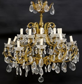 ITALIAN GILT-BRONZE & CRYSTAL 21-LIGHT CHANDELIER