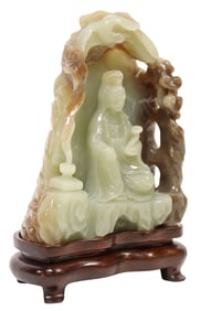 CHINESE NEPHRITE CARVING OF THE GUANYIN GODDESS OF COMPASSION