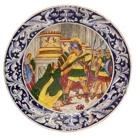 ITALIAN MAJOLICA CHARGER HISTORICAL SCENE FROM SECOND PUNIC WAR