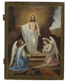RUSSIAN ORTHODOX RELIGIOUS ICON ON PANEL RESURRECTION OF CHRIST