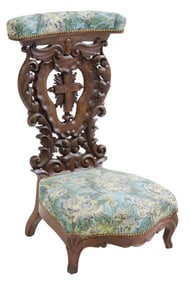 FRENCH CARVED WALNUT PRIE-DIEU PRAYER KNEELER