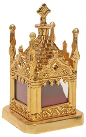 RELIGIOUS GILT-METAL GOTHIC CATHEDRAL-SHAPED RELIQUARY