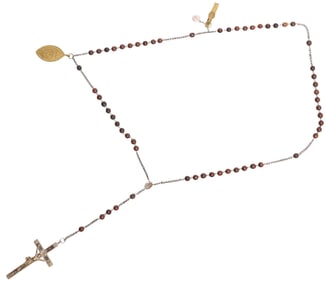 NUN'S 5-DECADE SIDE ROSARY WITH BELT CLIP, CRUFICIX & SCRIPTURE PENDANTS