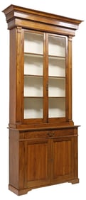 ITALIAN WALNUT GLAZED WALNUT DISPLAY BOOKCASE
