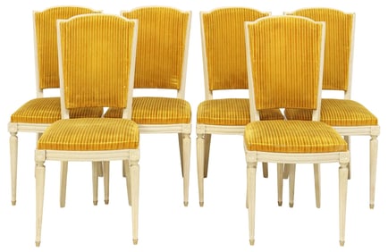 (6) FRENCH LOUIS XVI STYLE PAINTED DINING CHAIRS