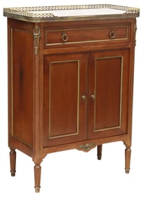 FRENCH LOUIS XVI STYLE MARBLE-TOP MAHOGANY CABINET