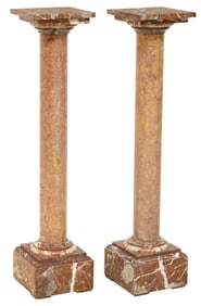 (2) TUSCAN STYLE COLUMNAR MARBLE DISPLAY PEDESTALS