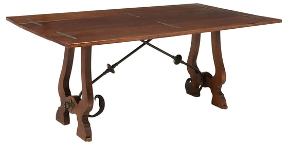 BAROQUE STYLE OAK FOLDING-TOP TABLE
