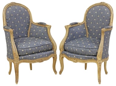 (2) PETITE FRENCH LOUIS XV STYLE PAINTED BERGERES