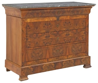 FRENCH LOUIS PHILIPPE MARBLE-TOP WALNUT COMMODE
