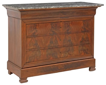 FRENCH LOUIS PHILIPPE PERIOD MARBLE-TOP MAHOGANY COMMODE