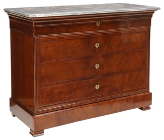 FRENCH LOUIS PHILIPPE MARBLE-TOP MAHOGANY SECRETAIRE COMMODE