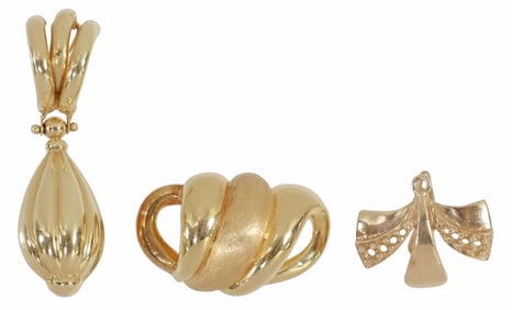 (3) ESTATE 18KT & 14KT YELLOW GOLD SLIDE & ENHANCER PENDANTS