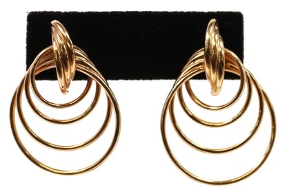 ESTATE 14KT YELLOW GOLD HOLLOW MULTI-LOOP EARRINGS