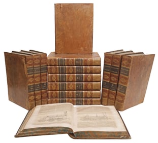 (14) FRENCH LEATHER-BOUND LIBRARY SHELF BOOKS: 'CATHOLIC ENCYCLOPEDIA'