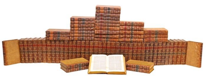 (76) ANTIQUE FRENCH LIBRARY SHELF BOOKS: UNIVERSAL BIOGRAPHY