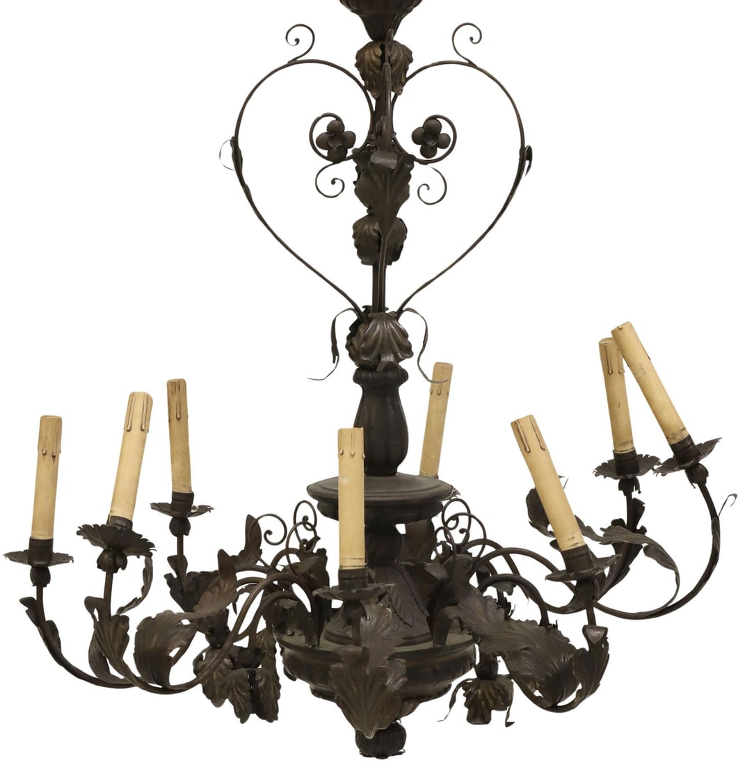 ITALIAN PATINATED METAL 8-LIGHT CHANDELIER (1 of 4)