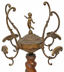 ITALIAN CARVED WALNUT & GILT-METAL FIGURAL STANDING HALL TREE