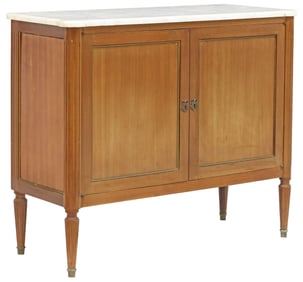 FRENCH LOUIS XVI STYLE MARBLE-TOP MAHOGANY CABINET