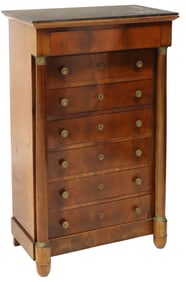 FRENCH EMPIRE STYLE MARBLE-TOP MAHOGANY SEMANIER