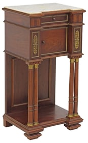 FRENCH LOUIS XVI STYLE MARBLE-TOP MAHOGANY NIGHTSTAND