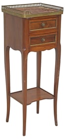 FRENCH TRANSITIONAL STYLE MARBLE-TOP MAHOGANY NIGHTSTAND