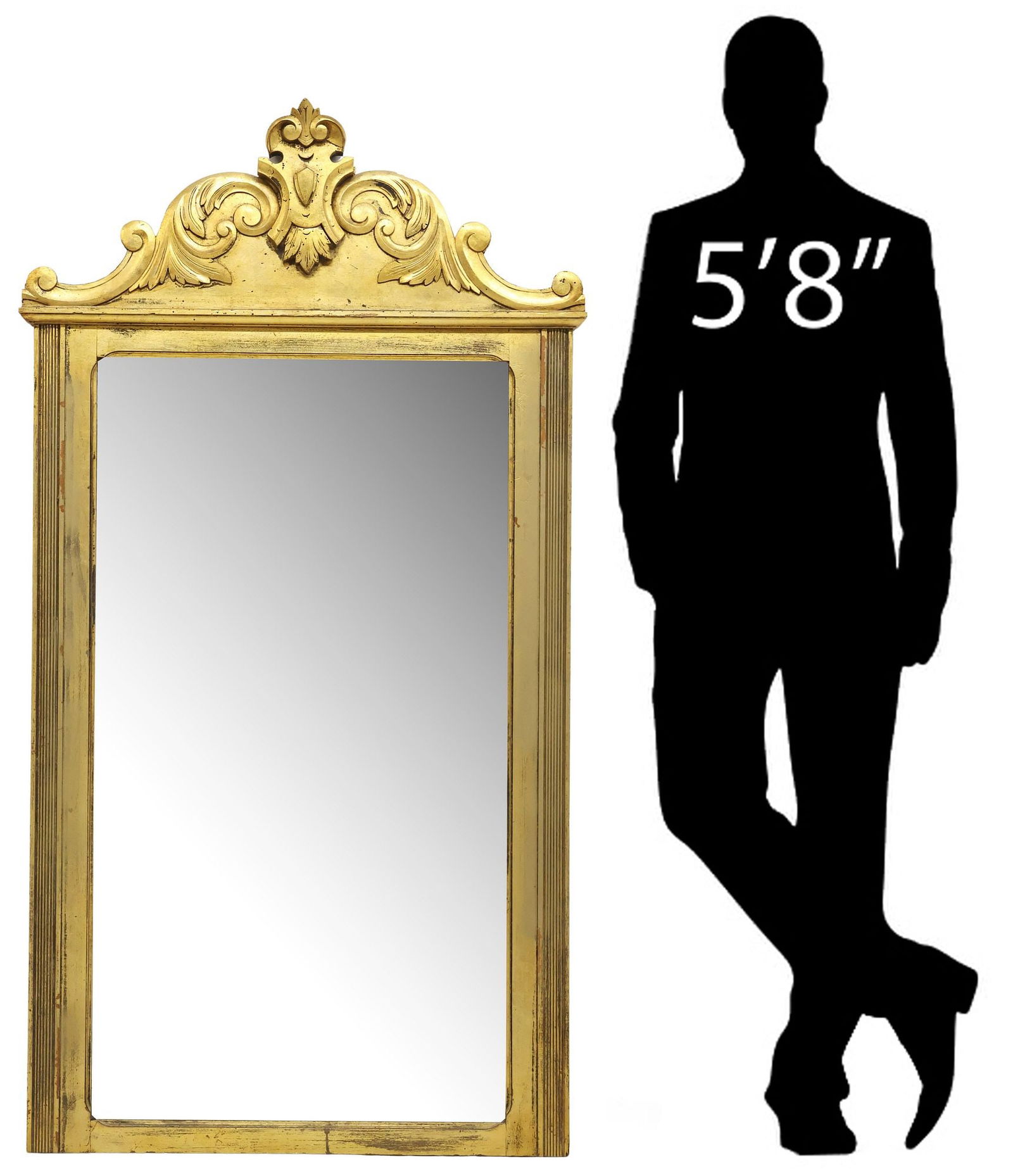 FRENCH LOUIS XVI STYLE GILT-PAINTED BEVELED MIRROR, 64"H (1 of 4)