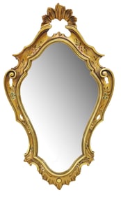 ITALIAN VENETIAN PARCEL-GILT & FLORAL-PAINTED MIRROR