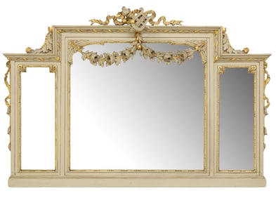 FRENCH LOUIS XVI STYLE PARCEL-GILT & PAINTED MIRROR