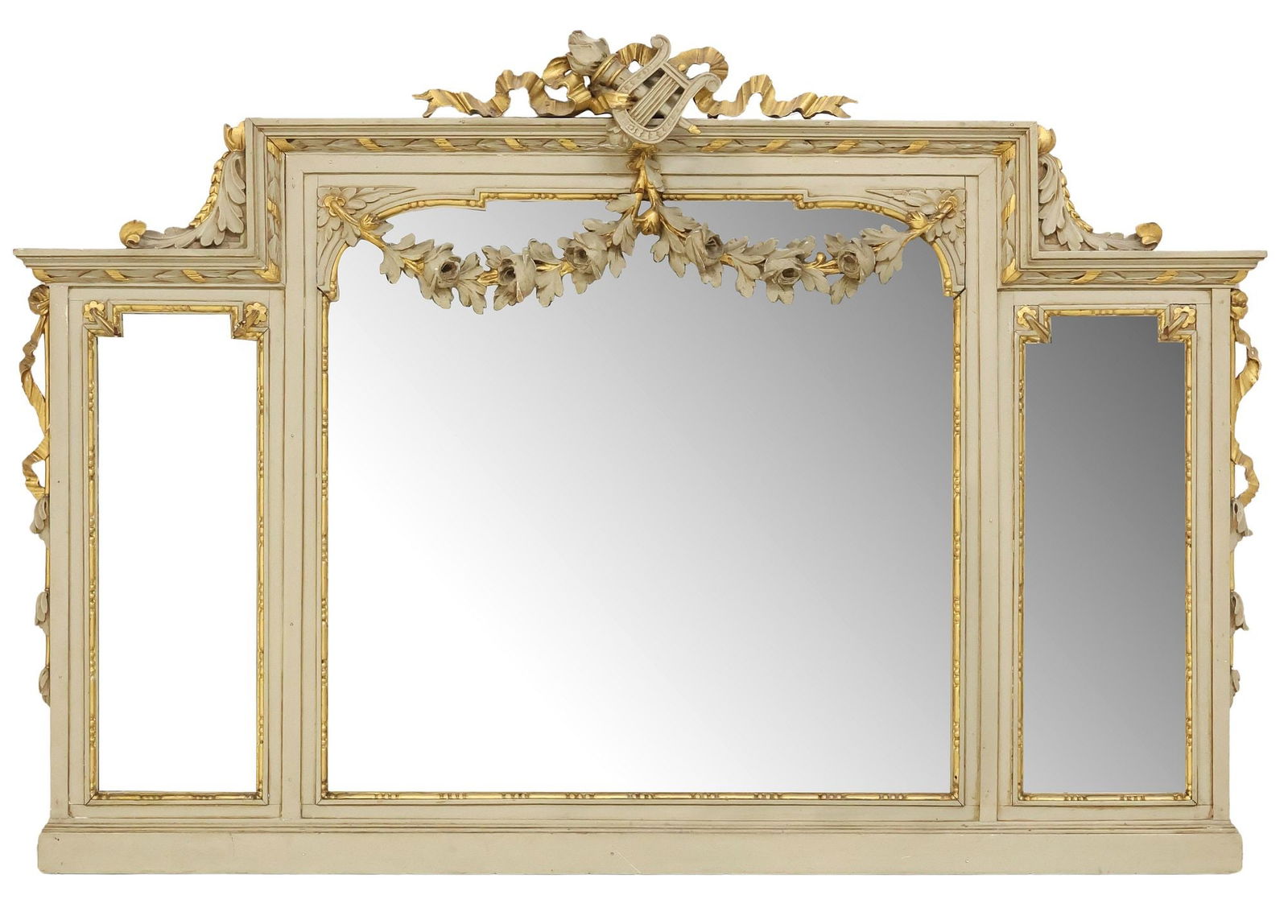 FRENCH LOUIS XVI STYLE PARCEL-GILT & PAINTED MIRROR (1 of 3)