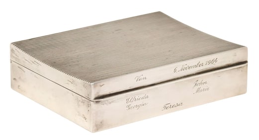 STERLING SILVER WOOD-LINED CIGARETTE CASE