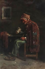 GIULIO AMODIO (1868-1911) PAINTING, PORTRAIT OF AN ELDERLY MAN