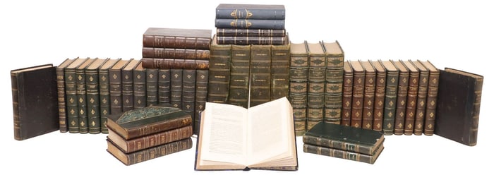 (47) FRENCH LEATHER-BOUND LIBRARY SHELF BOOKS, 7 BY CHATEAUBRIAND