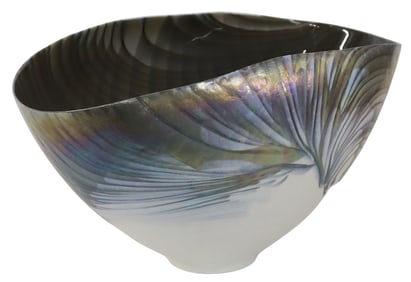 LARGE GLOBAL VIEWS ITALIAN MURANO IRIDESCENT ART GLASS CENTERPIECE BOWL