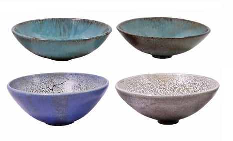 (4) SUCKLE STUDIO ART POTTERY WHEEL-THROWN CERAMIC BOWLS