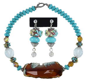 (2) ESTATE MODERN DESIGN BEADED NECKLACE & EARRINGS (1 of 8)