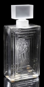 FRENCH LALIQUE FROSTED CRYSTAL 'DUNCAN NO. 3' PERFUME BOTTLE & STOPPER