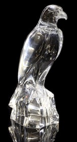 LARGE FRENCH BACCARAT CRYSTAL FALCON SCULPTURE, 10"H