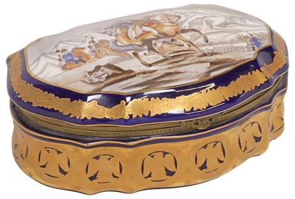 SEVRES STYLE PORCELAIN NAPOLEON BONAPARTE VANITY BOX / CASKET