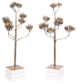 (2) CONTEMPORARY 'BLOOMING CENTURY' PLANT SCULPTURES, 31"H